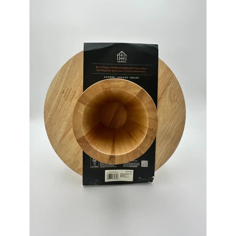 11.5" Wooden Cake Stand with Glass Cloche -‎ Hearth & Hand with Magnolia NEW - Picture 6 of 11